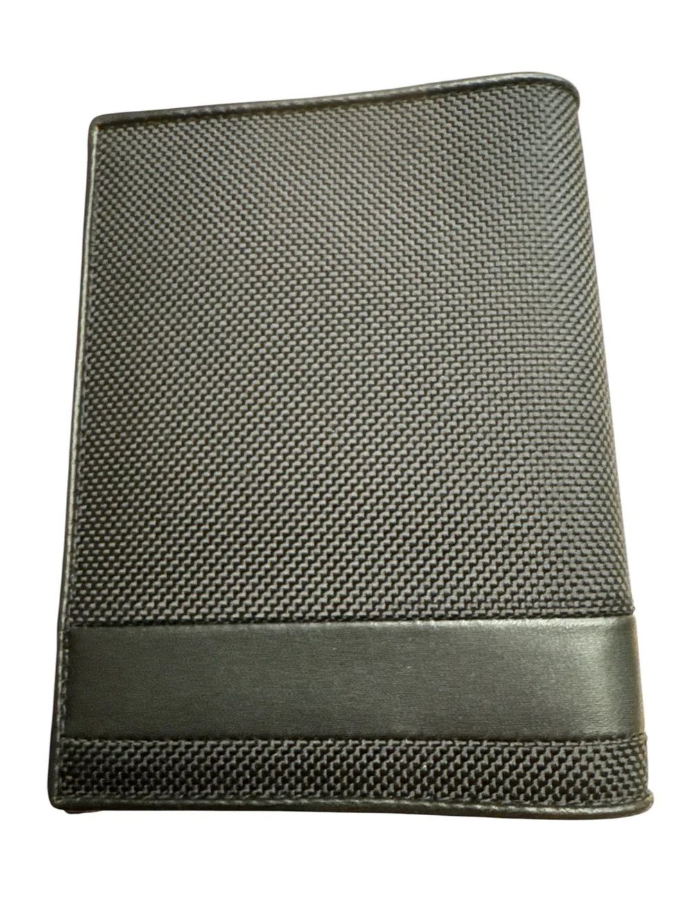 Tumi Alpha Passport Cover Black Textured Passport & Document Holder Silver Logo